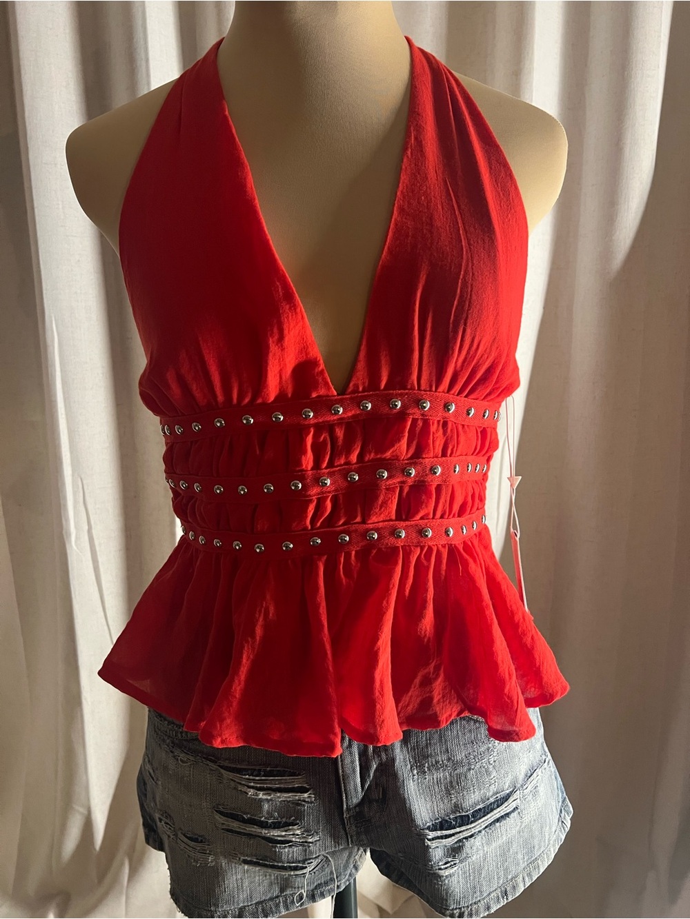 Lotus and Lavender red halter top